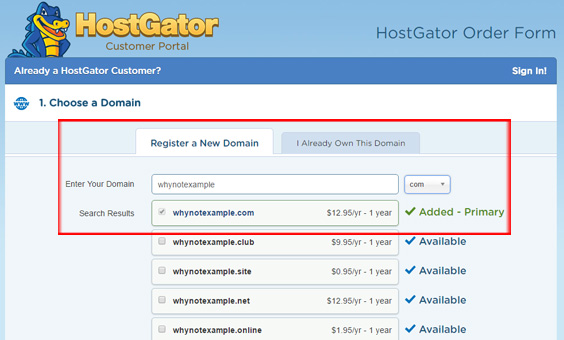 Hostgator-register-domain