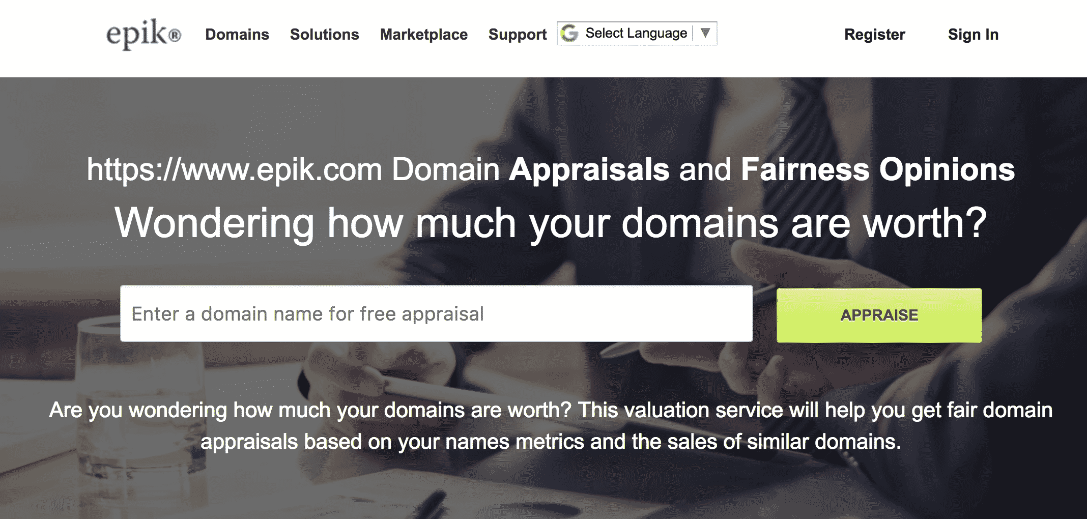 Epik Valuator - Best Domain Appraisal